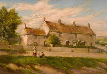 Landelijk Tafereel met Rij Cottages, 1851